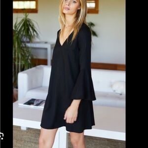 Zara Elegant Blue Bell Sleeve Dress